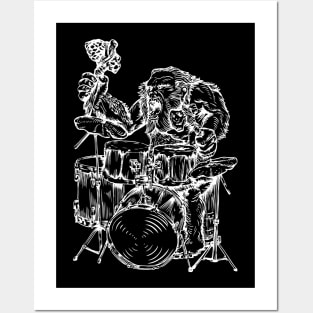 SEEMBO Neanderthal Playing Drums Drummer Drumming Fun Band Posters and Art